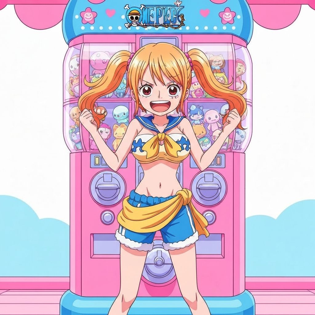 Nami with gacha machine